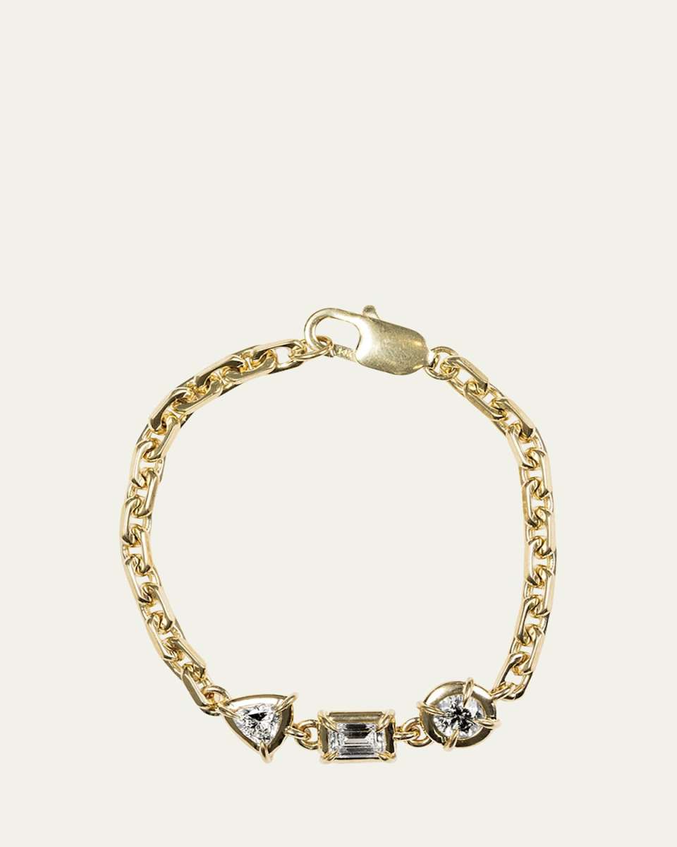 Architectura Triple-Stone Solitaire Chain Bracelet